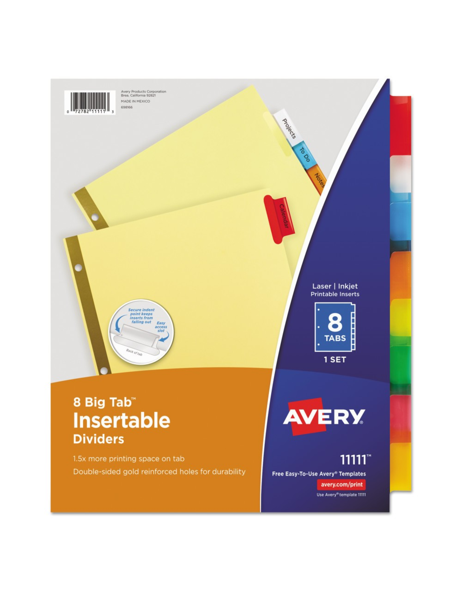 AVERY DIVIDERS - 8 BIG TAB  COLORED