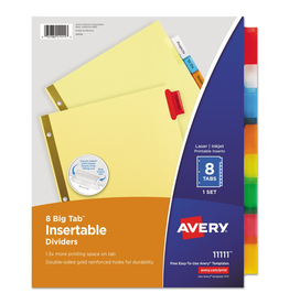 AVERY DIVIDERS - 8 BIG TAB  COLORED