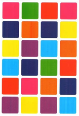 COLOR CODING STICKERS:  ASSORTED COLORS SQUARES LARGE 25 SHEETS