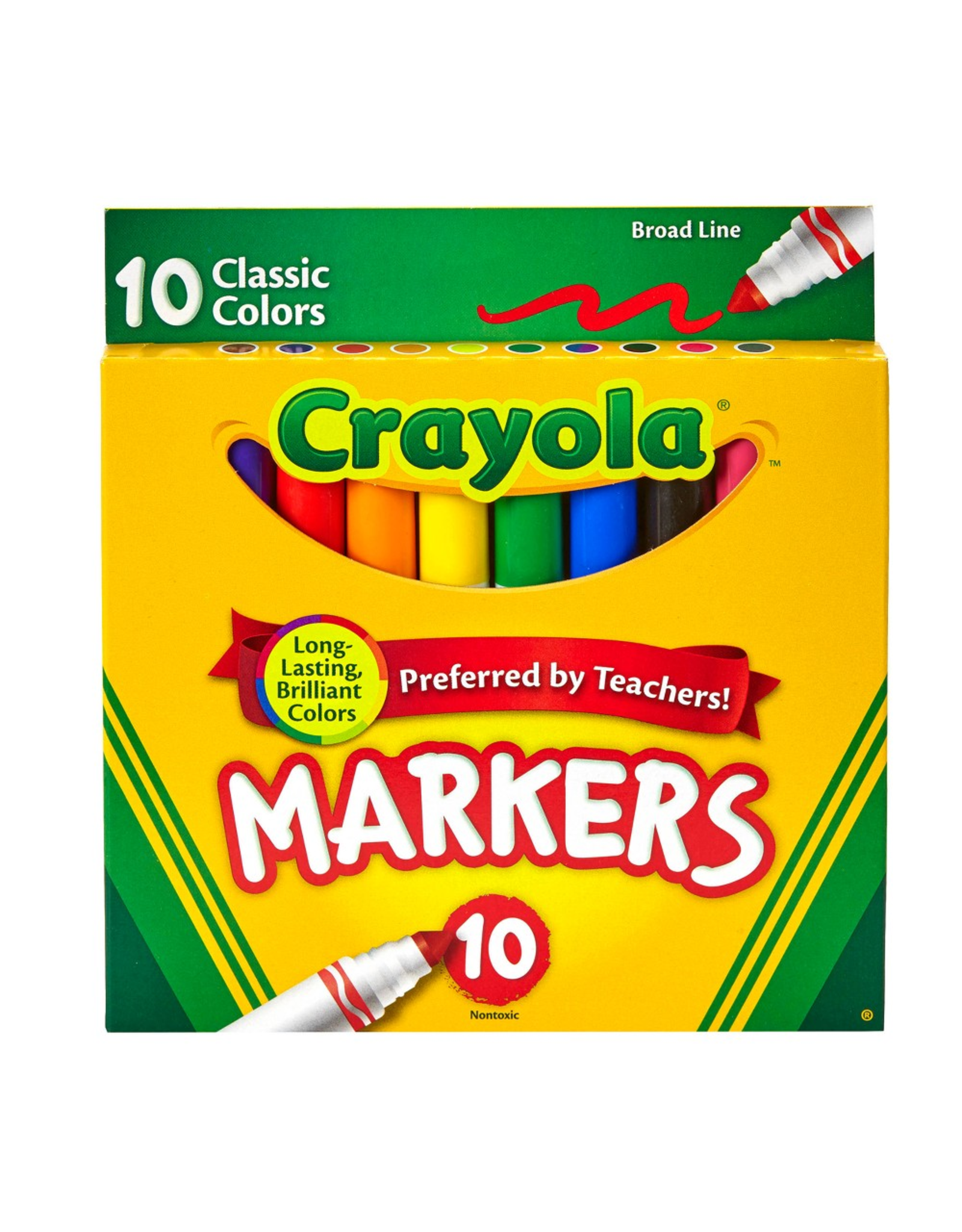 CRAYOLA MARKERS CLASSIC COLORS  BROAD LINE 10 PACK