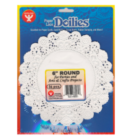 PAPER LACE DOILIES: 6" ROUND WHITE 36PCS