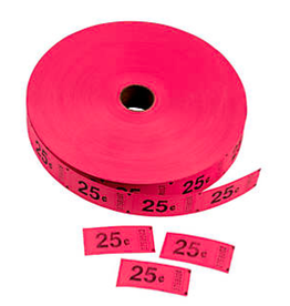 RAFFLE TICKETS: SINGLE, 25¢ RED-2000PC