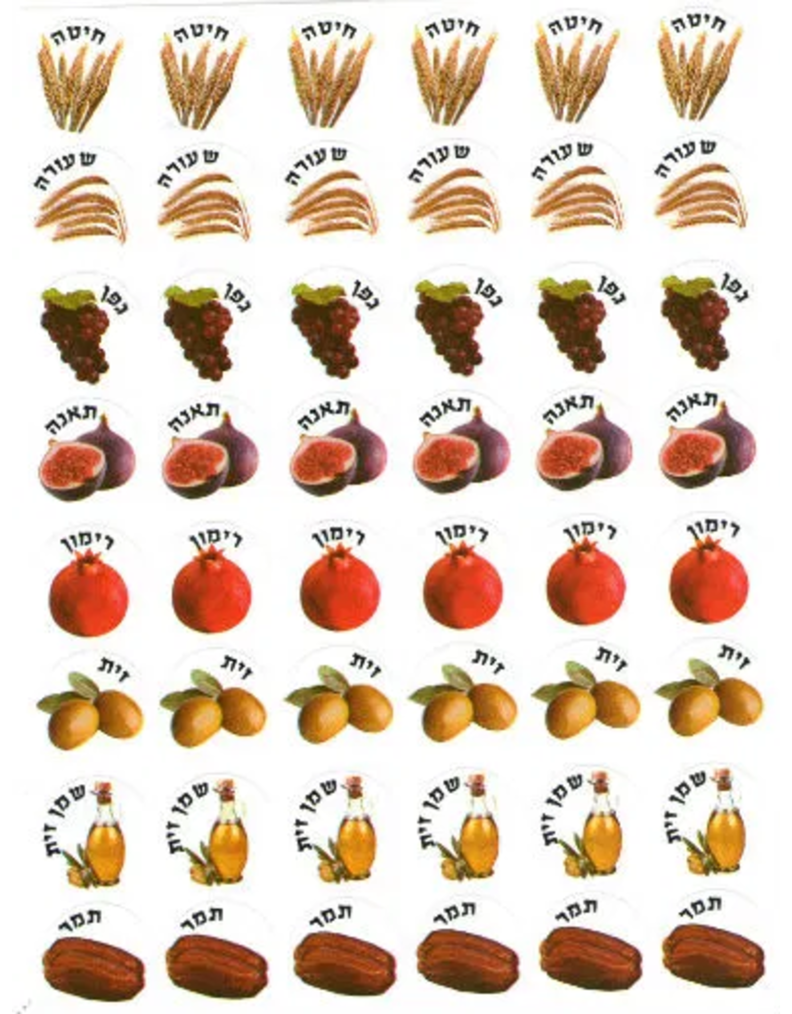 STICKER: SHIVAT HAMINIM WITH WORDS SMALL 10 SHT