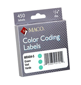 COLOR CODING STICKER:   ¼", ROUND GREEN - 450 PACK