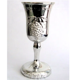 LARGE PLASTIC SILVER KIDDUSH CUP w/ Stem 5.25+"