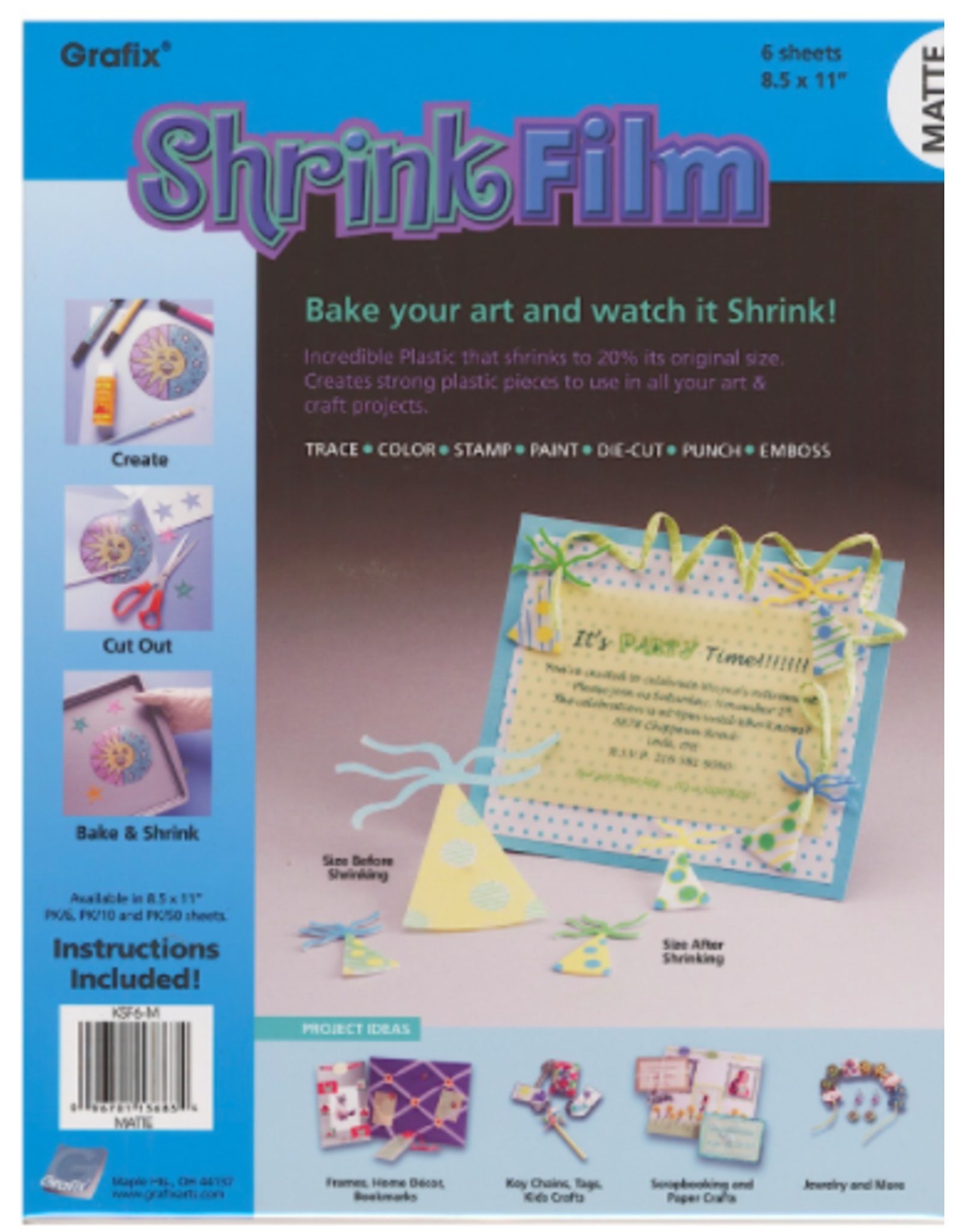 SHRINK FILM: 8½"x11" MATTE 6 Sheets