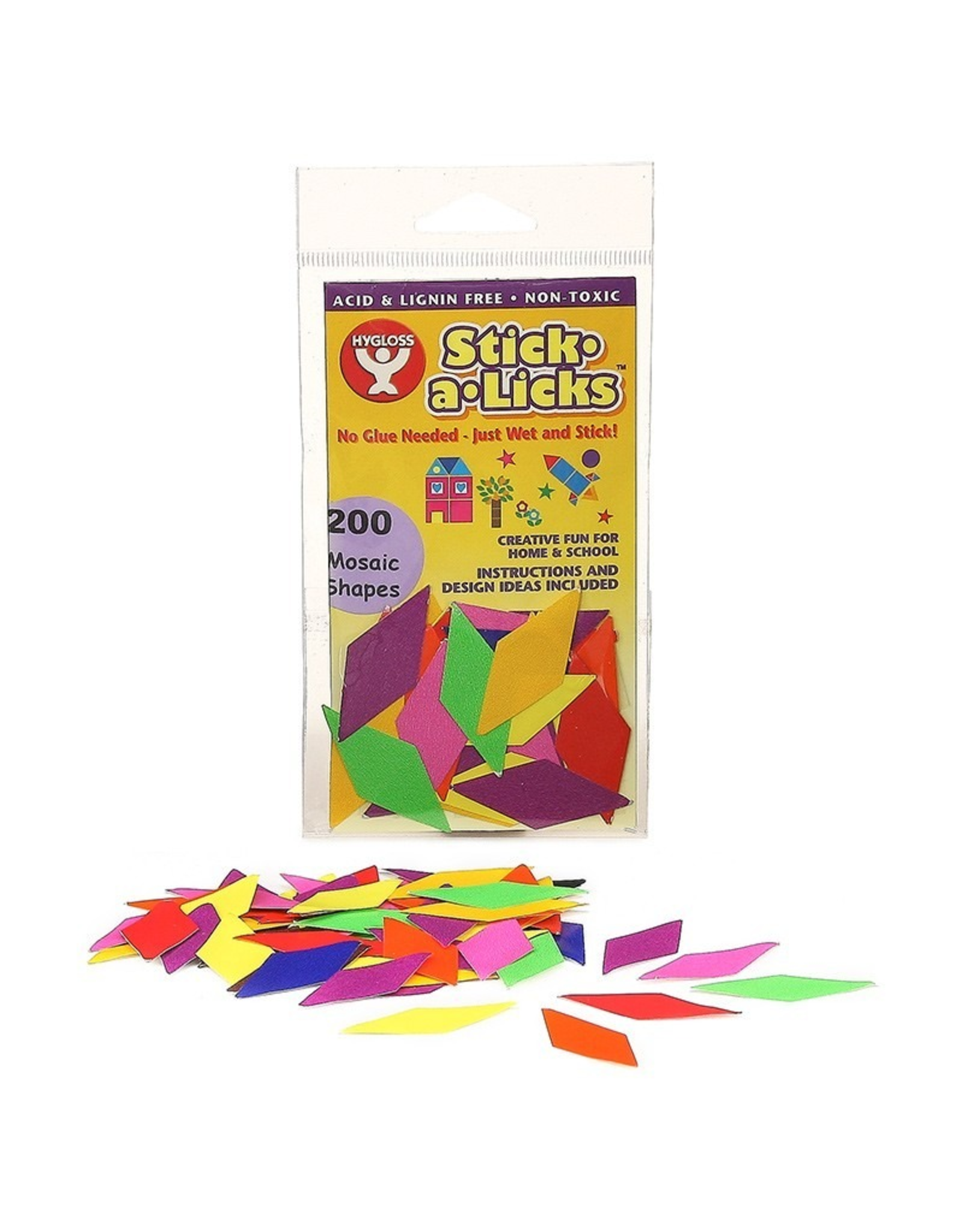 HYGLOSS STICK-A-LICKS - MOSAIC SHAPES 200 PACK