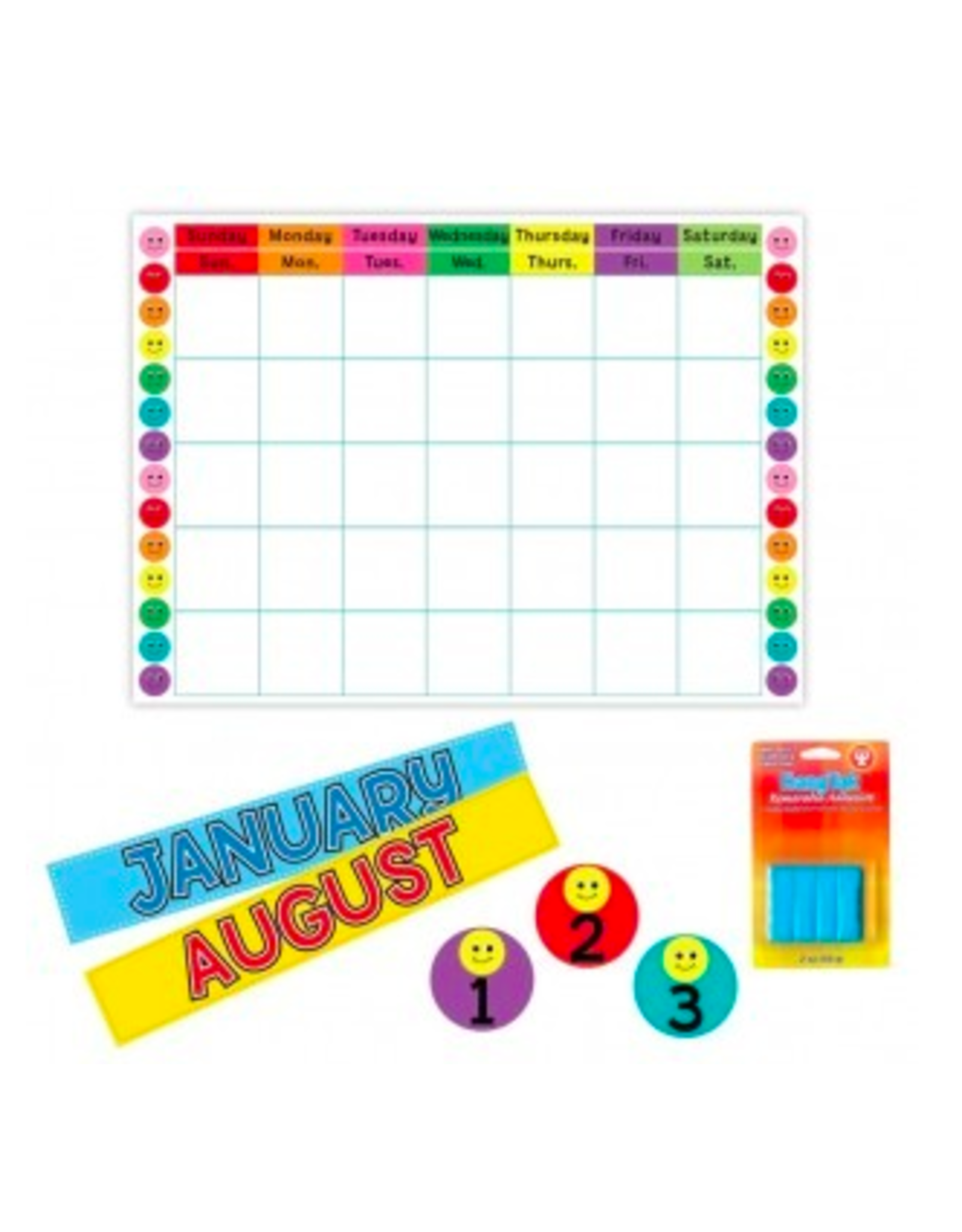 BULLETIN BOARD SET  SMILEY FACE CALENDAR KIT