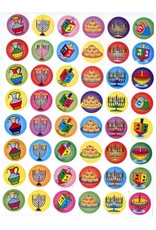 STICKERS: 3/4" ROUND CHANUKAH SYMBOLS 10 SHEETS