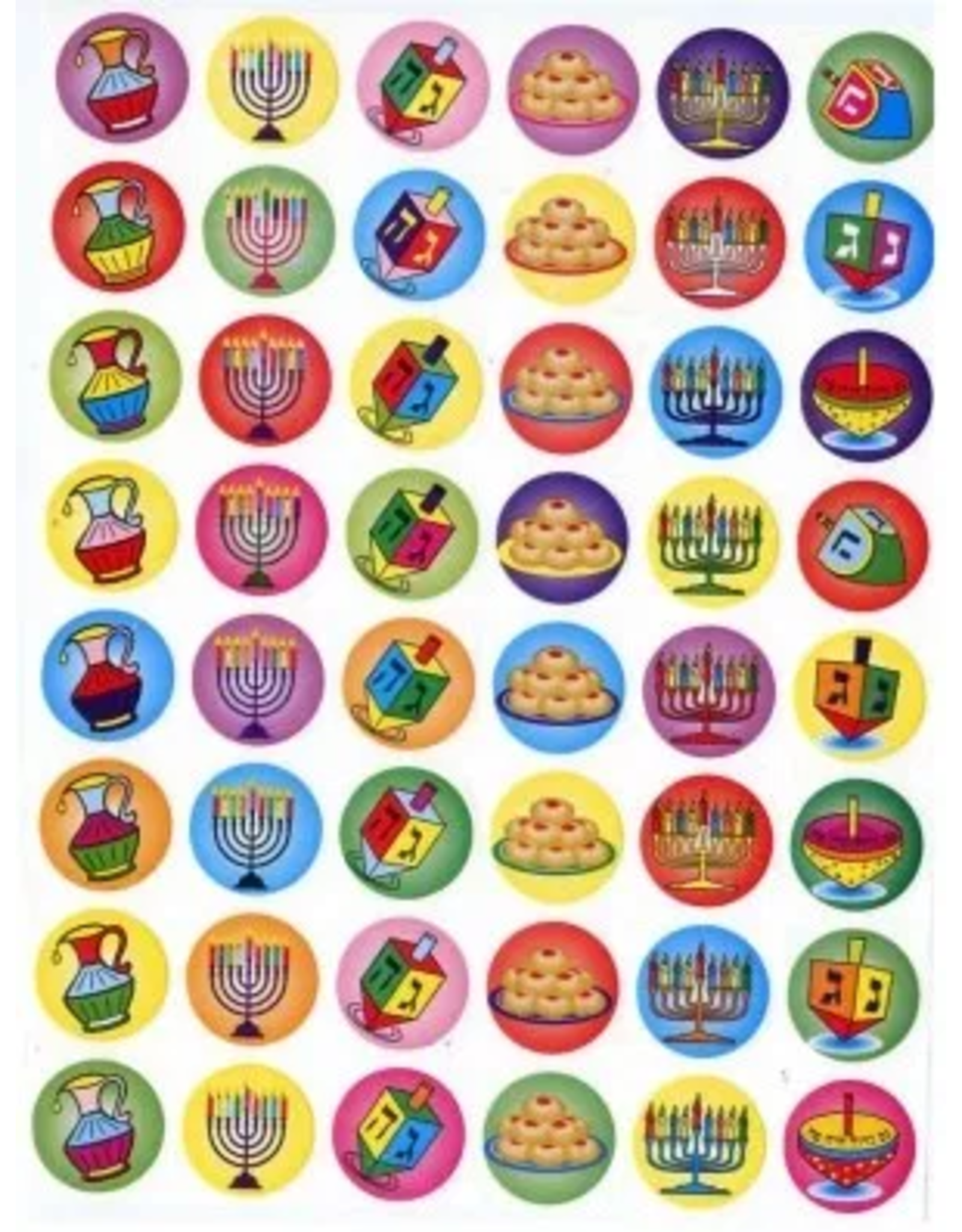 STICKERS: 3/4" ROUND CHANUKAH SYMBOLS 10 SHEETS