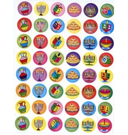 STICKERS: 3/4" ROUND CHANUKAH SYMBOLS 10 SHEETS