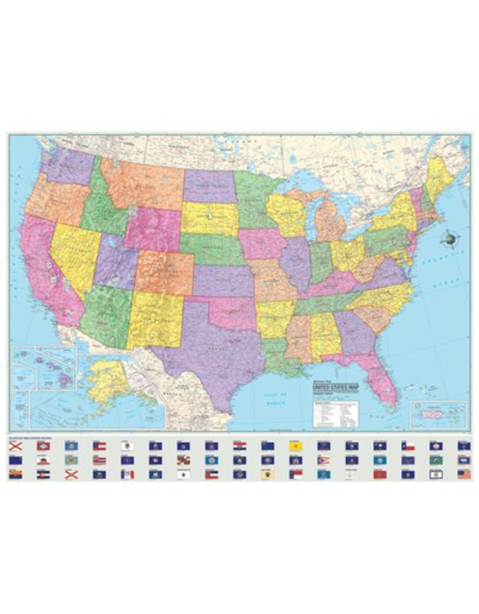 LAMINATED -  USA MAP  48"Wx38"H