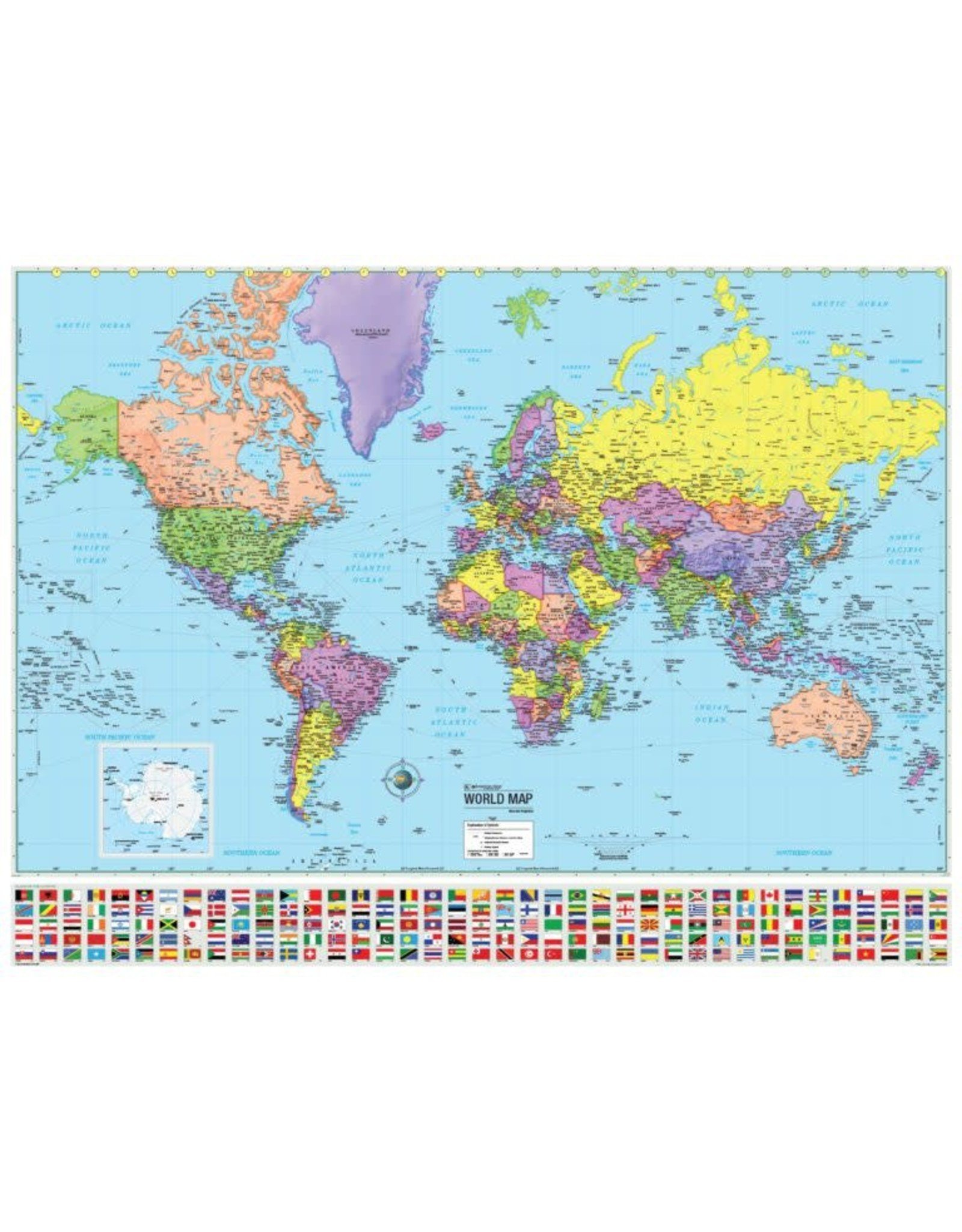 Laminated : WORLD MAP  51"Wx38"H
