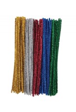 PIPE CLEANERS: 6MM X 12" -  ASSORTED SPARKLE COLORS  100 PACK