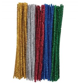 PIPE CLEANERS: 6MM X 12" -  ASSORTED SPARKLE COLORS  100 PACK