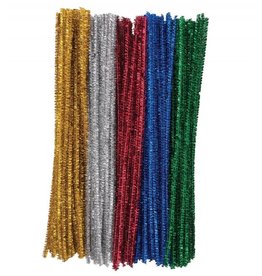 Pipe Cleaners, L: 30 cm, thickness 6 mm, glitter, bold colours, 24 pc/ 1  pack