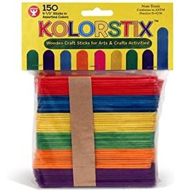 CRAFT STICKS: ASSORTED COLORS - 4.5" 150 PACK
