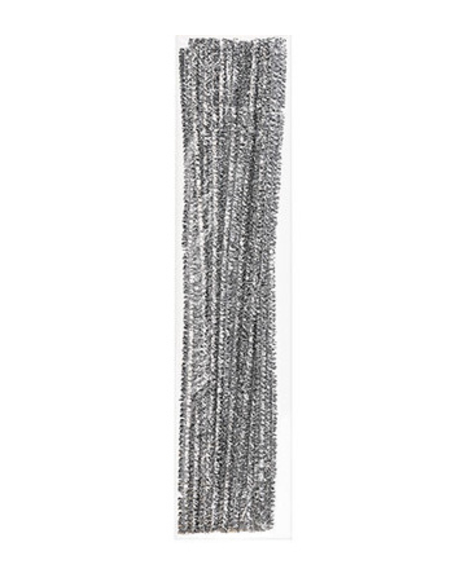 PIPE CLEANERS: 6MM X 12" - SPARKLE SILVER 25 PACK