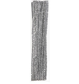 PIPE CLEANERS: 6MM X 12" - SPARKLE SILVER 25 PACK