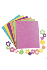 ADHESIVE FOAM SHAPE:  GLITTER FLOWERS 500 PACK ( 17 SHEETS )