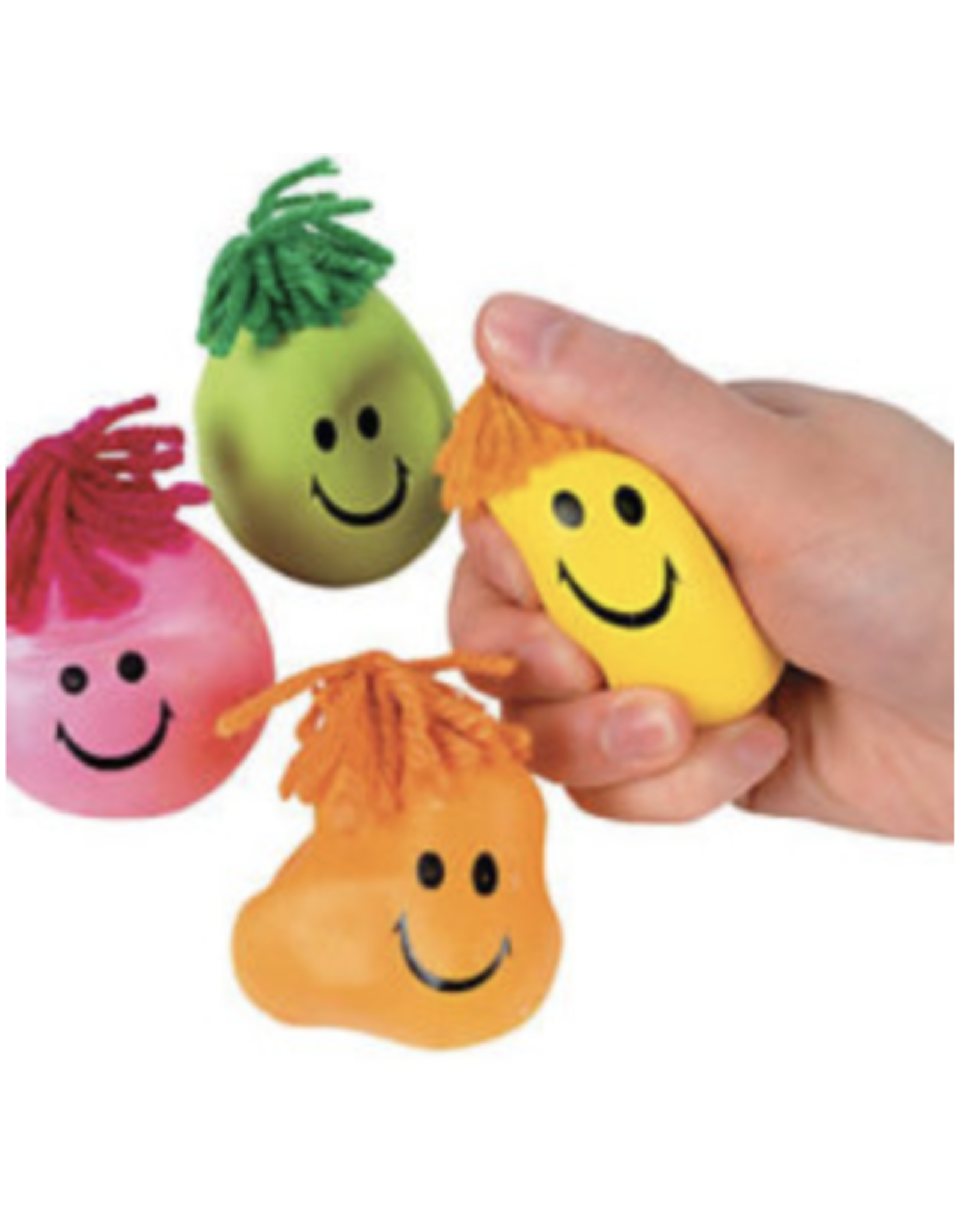 STRESS BALL -  NEON SMILE FACE - 24 PACK