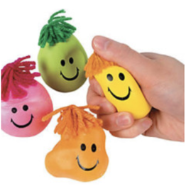 STRESS BALL -  NEON SMILE FACE - 24 PACK