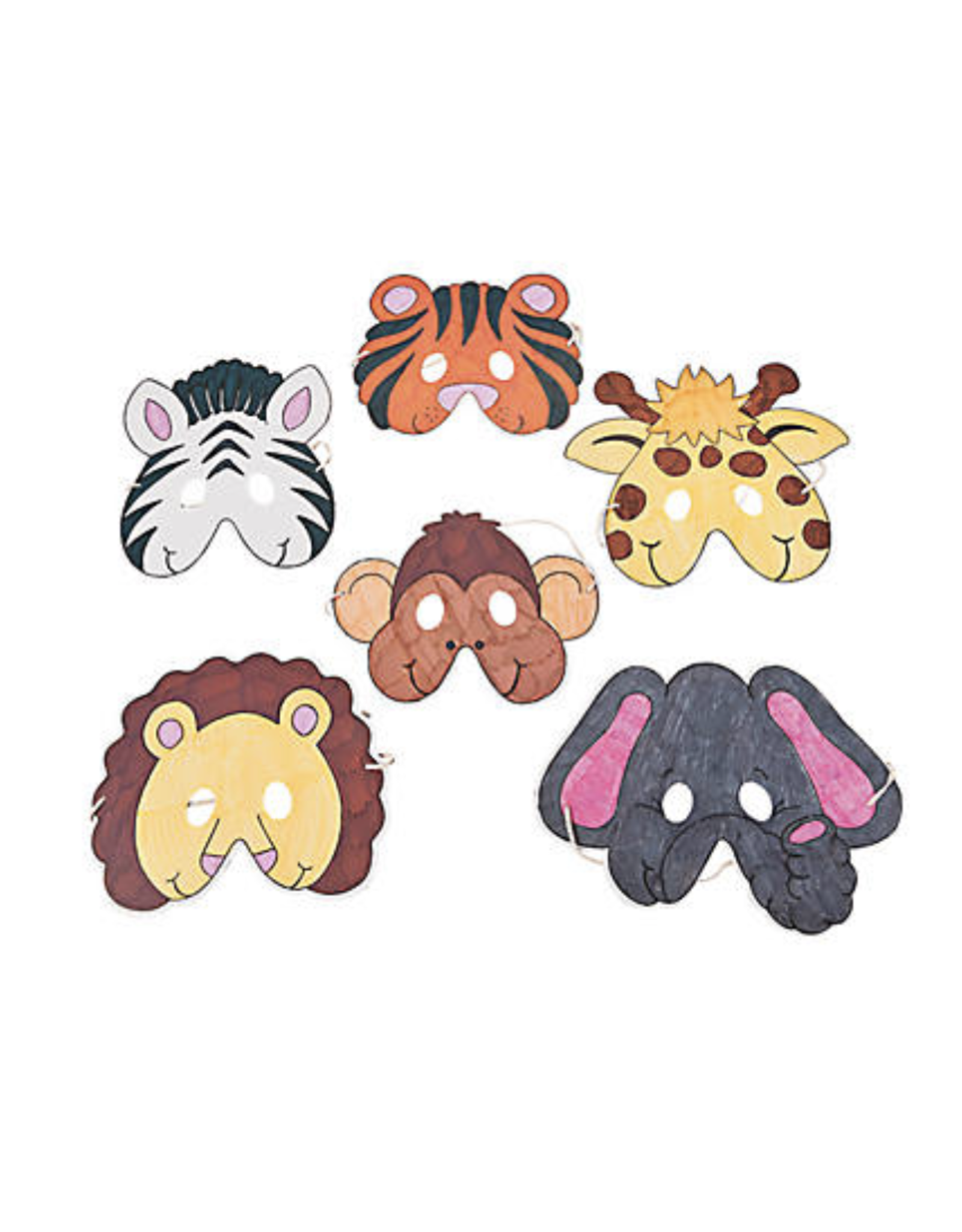 COLOR Your own Zoo Animal Masks Pkg/12