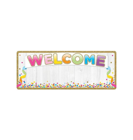POLY BANNER: WELCOME  - CONFETTI 9"X24"