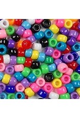 PONY BEADS: OPAQUE BOLD ASSORTED COLORS 6mmX9mm  750 PACK