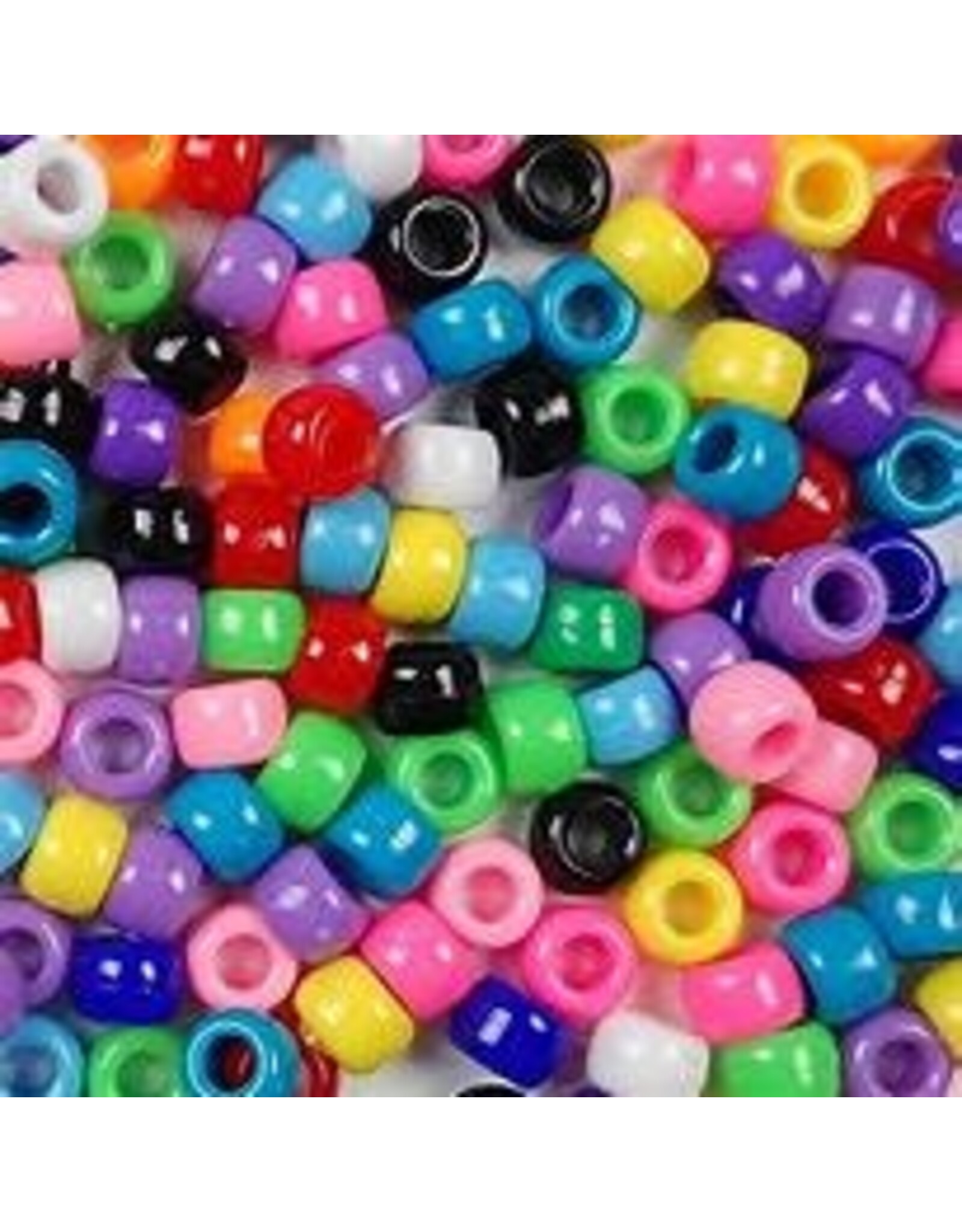 PONY BEADS: OPAQUE BOLD ASSORTED COLORS 6mmX9mm  750 PACK