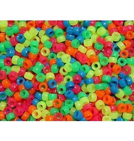 PONY BEADS: NEON ASSORTED COLORS 6MMX9MM - 900 PACK
