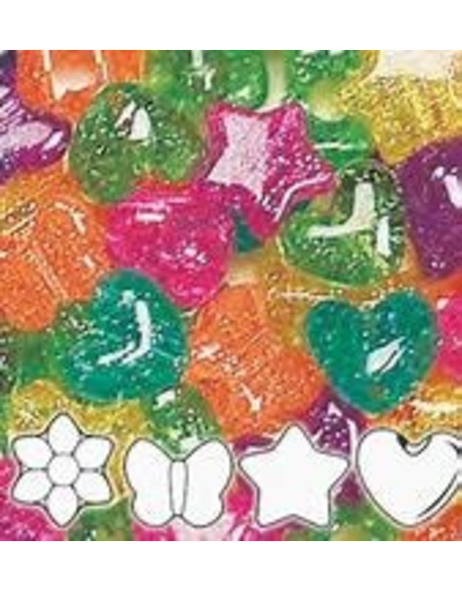 PONY BEADS: JELLY SPARKLE ASSORTED SHAPE - 1/2LB