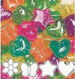 PONY BEADS: JELLY SPARKLE ASSORTED SHAPE - 1/2LB