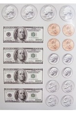 RANENU STICKERS -  DOLLAR BILLS AND COINS - 6 SHEETS