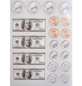 RANENU STICKERS -  DOLLAR BILLS AND COINS - 6 SHEETS