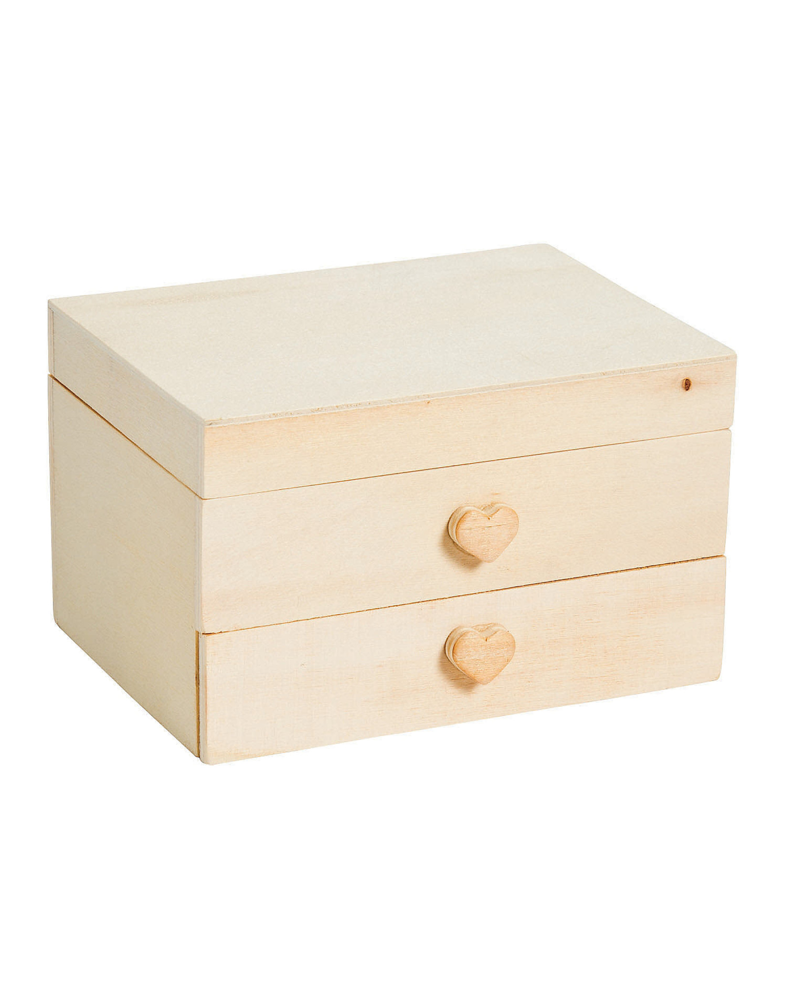 DIY WOOD JEWELRY BOX W/ HEARTS 5"X3.5"X3"