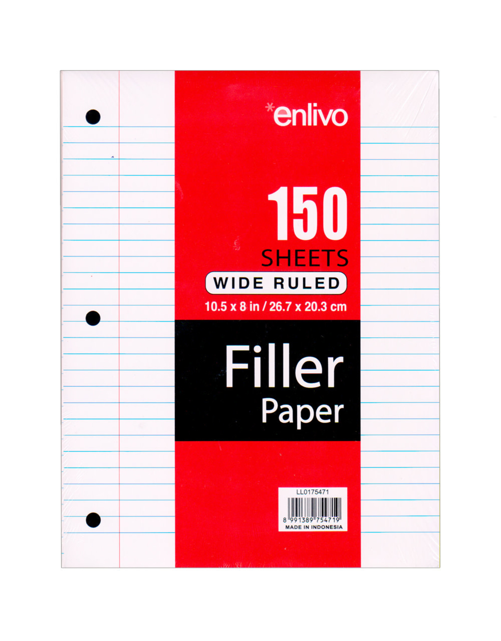 PREMIUM FILLER PAPER - 10.5"x8" -  Wide Ruled - 150 sheets