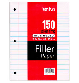 PREMIUM FILLER PAPER - 10.5"x8" -  Wide Ruled - 150 sheets