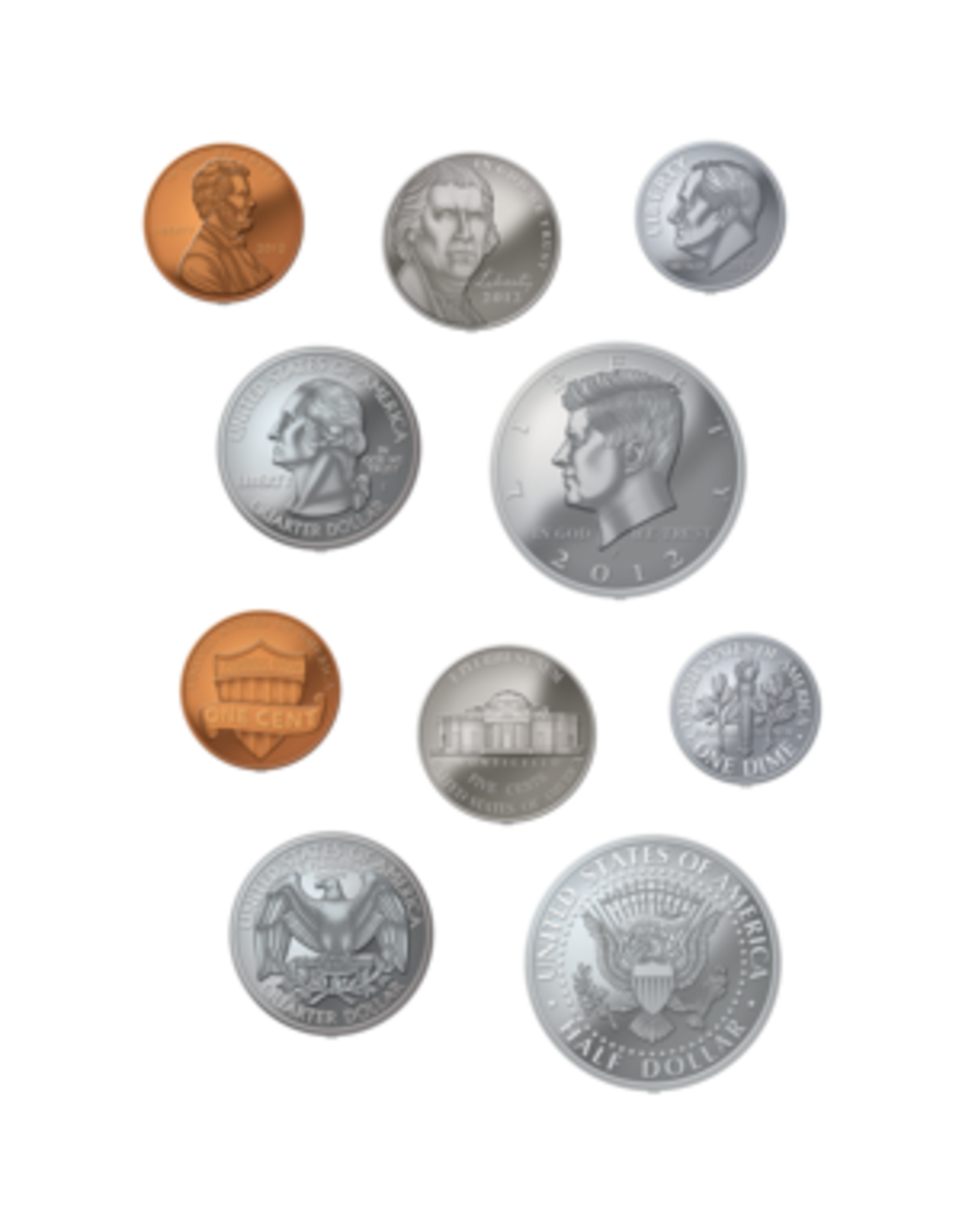 CUT OUTS: COINS 6" 30 PACK