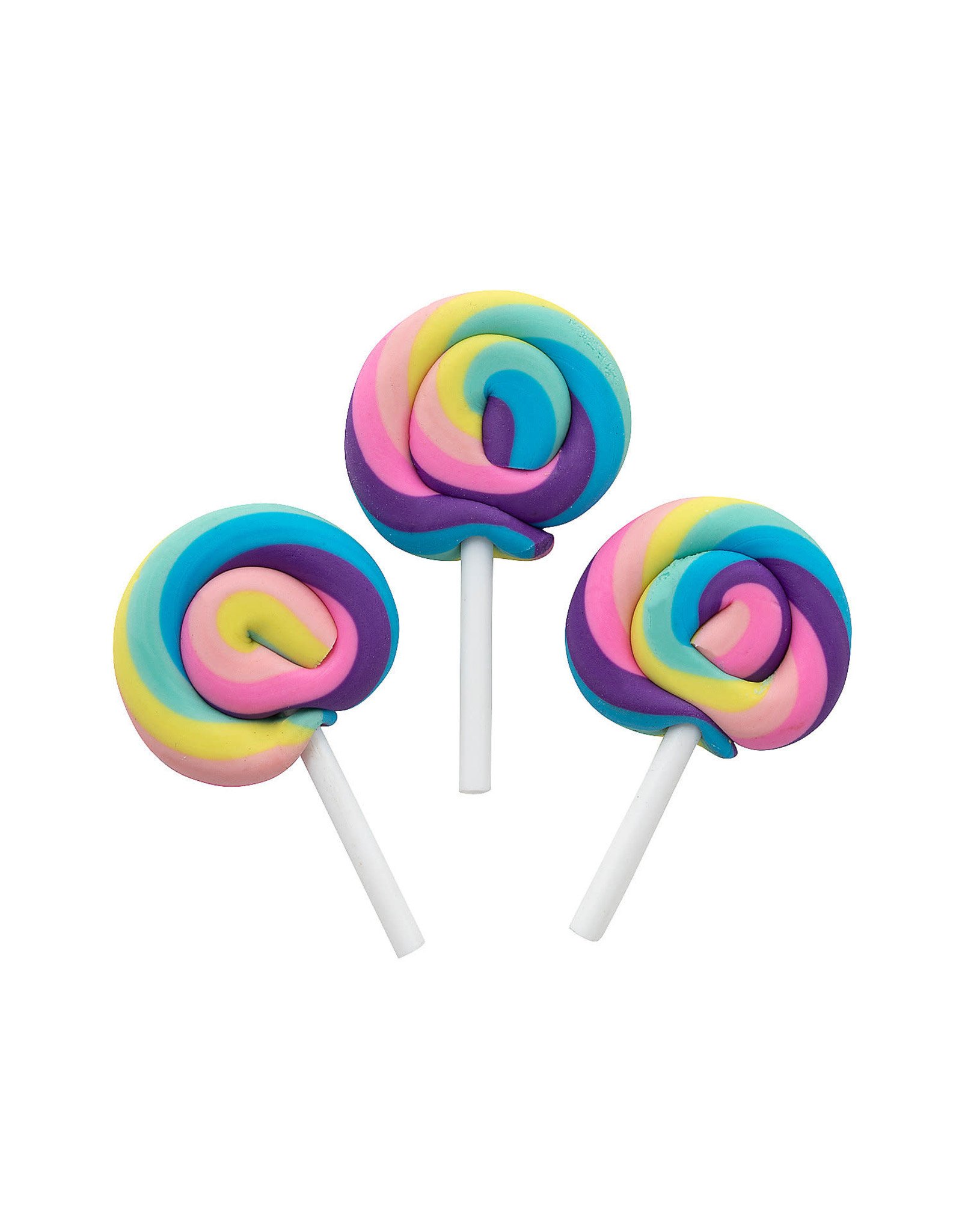 LOLLIPOP SHAPED ERASERS 24 PACK