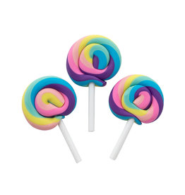 LOLLIPOP SHAPED ERASERS 24 PACK