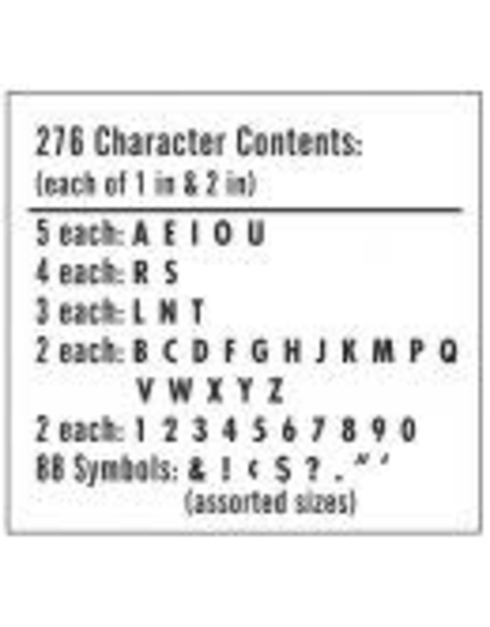 REPOSITIONABLE LETTERS, NUMBERS & SYMBOLS 1"&2" - 276 PACK