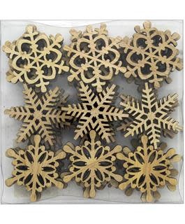 WOODEN SNOWFLAKE SET: 36PC