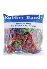 RUBBER BANDS ASSORTED SIZES & COLORS  1/2LB