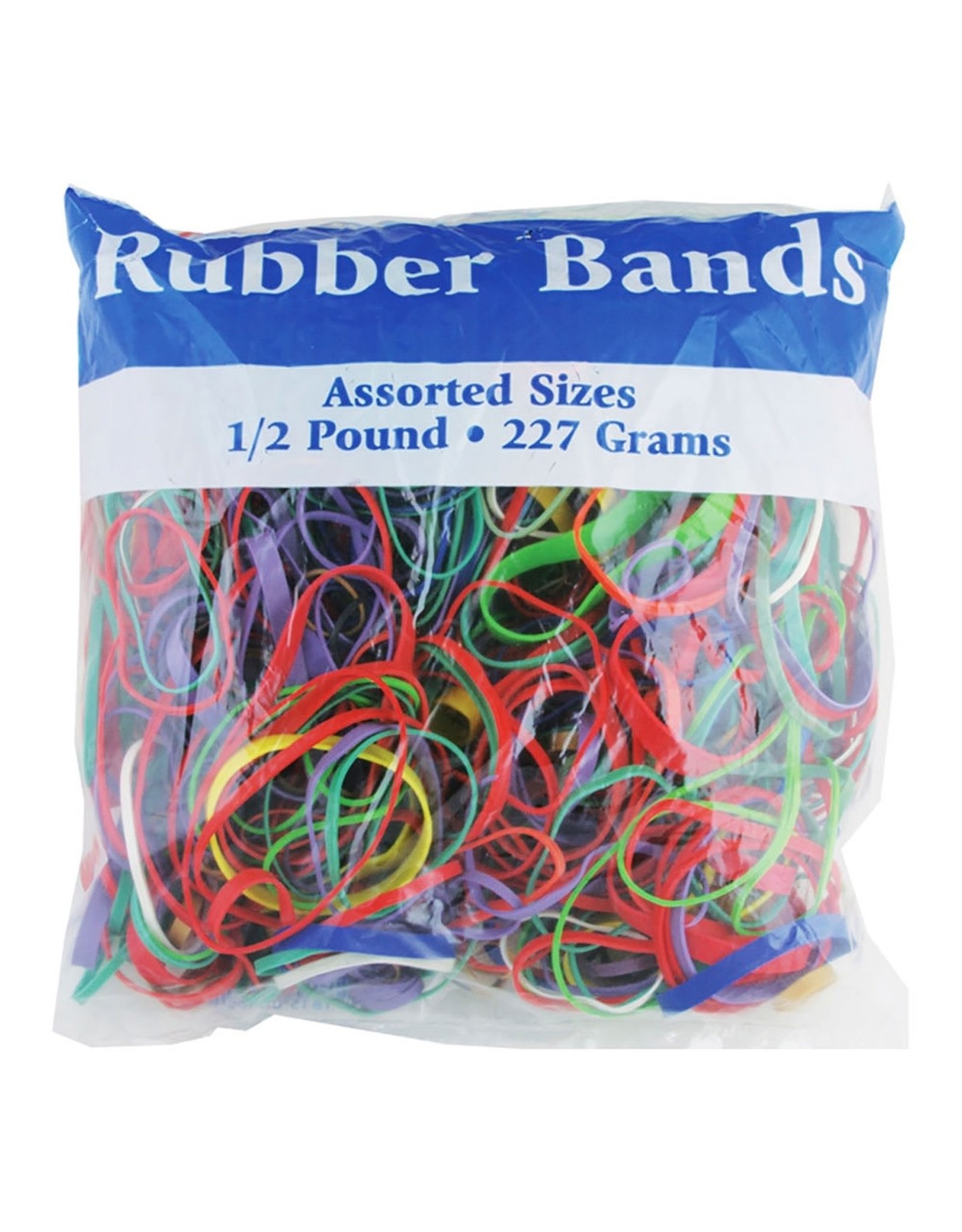 RUBBER BANDS ASSORTED SIZES & COLORS  1/2LB