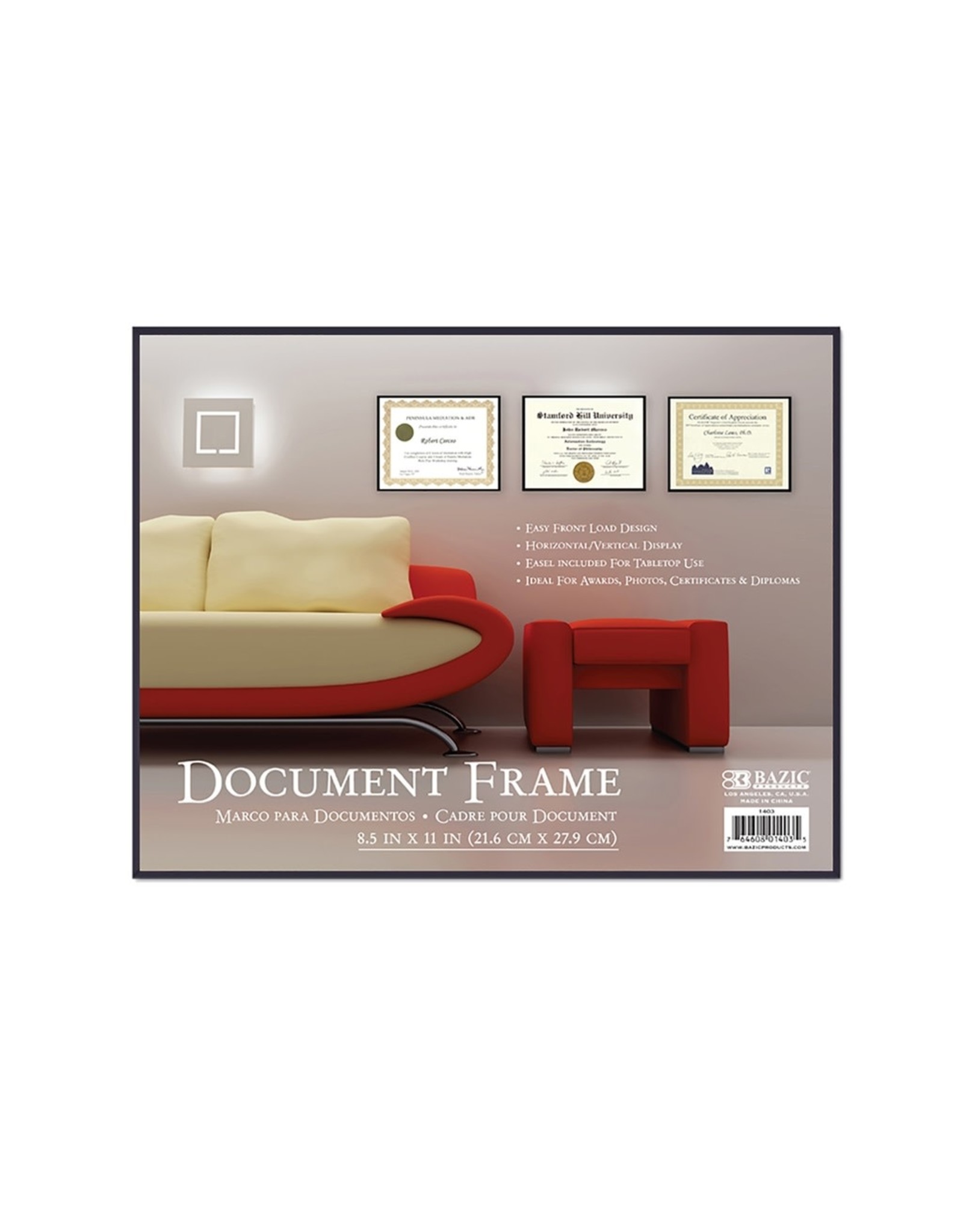 FRONT LOADING DOCUMENT FRAME W/ GLASS COVER