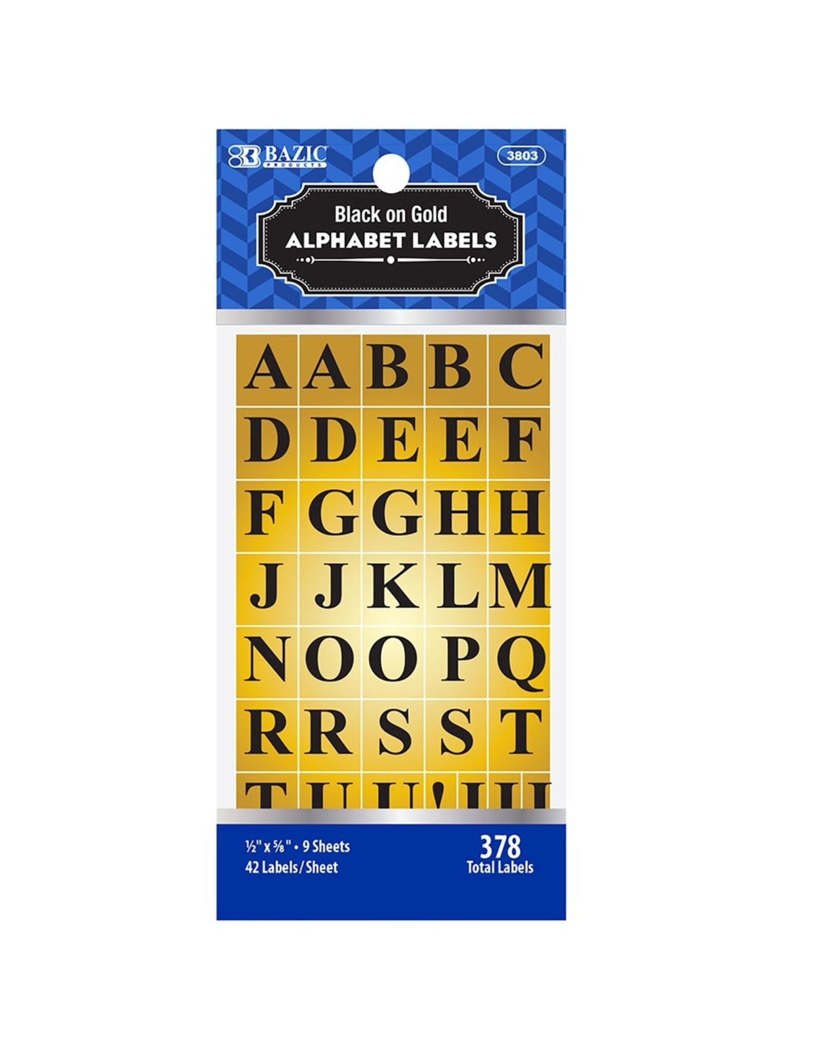 ALPHABET FOIL LABELS - BLACK on GOLD