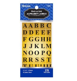ALPHABET FOIL STICKERS - BLACK on GOLD