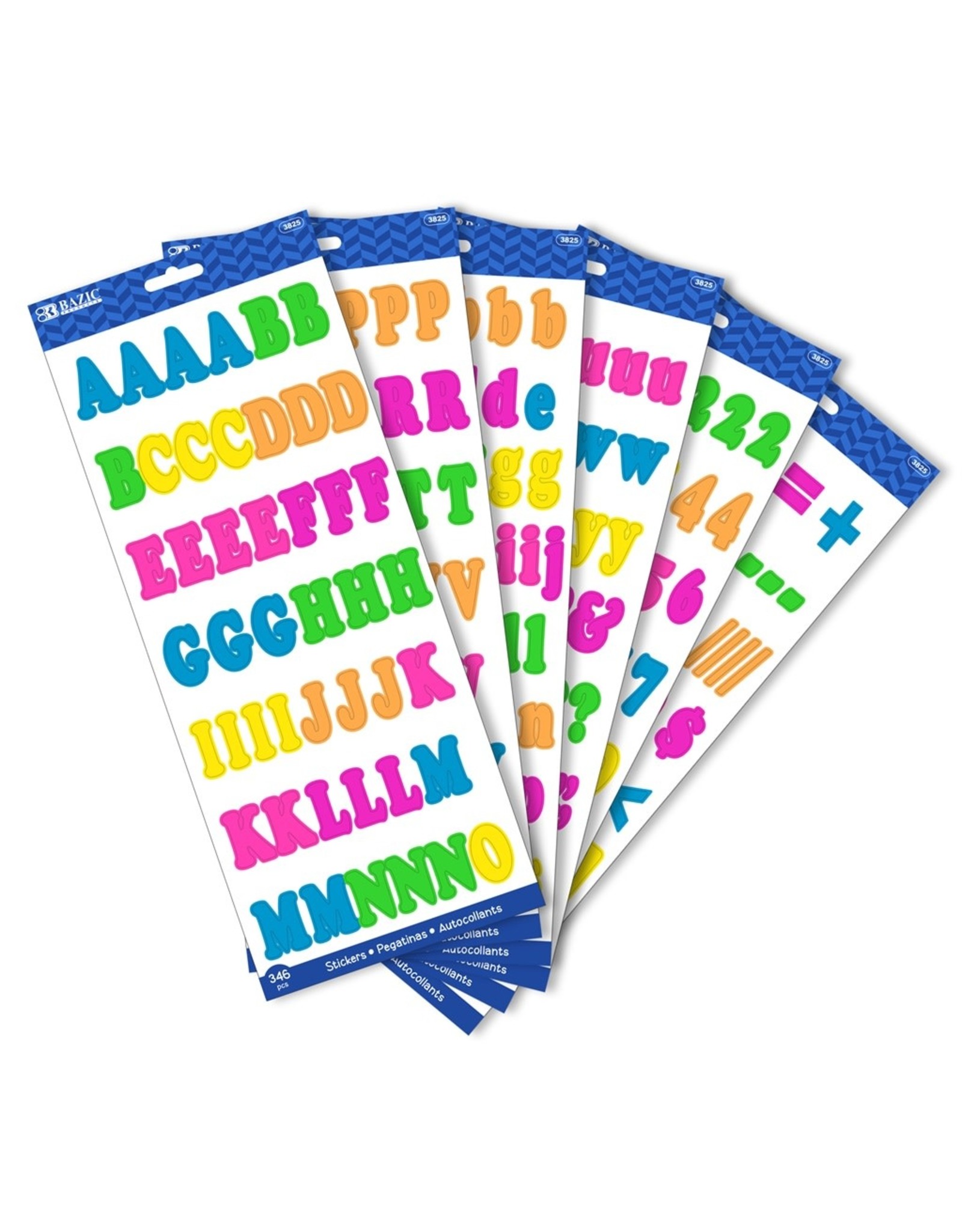 STICKERS -COLORS ALPHABET & NUMBERS - 6 SHEETS