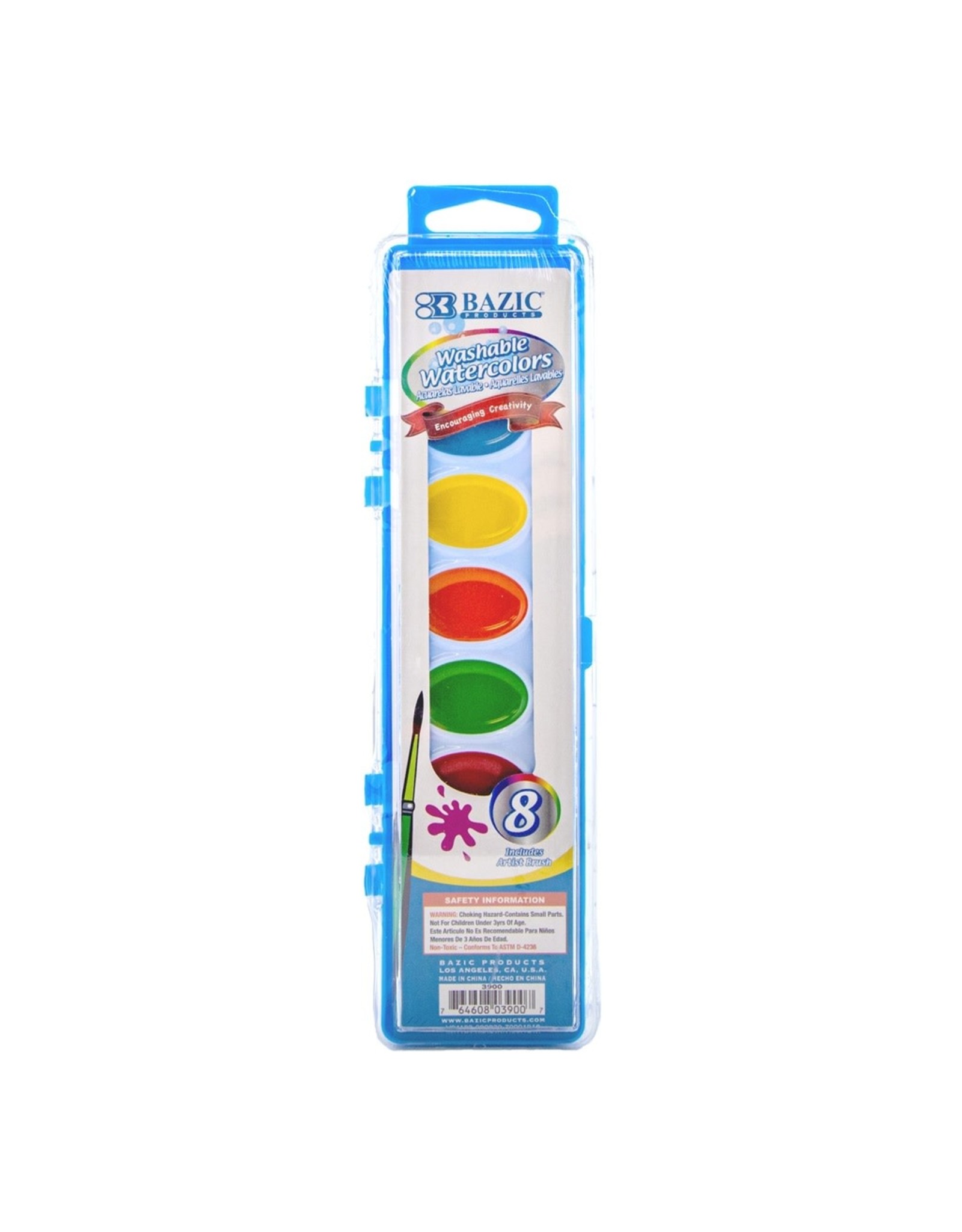 PAINT -  WATERCOLOR WASHABLE  8 COLORS PAN SET WITH BRUSH